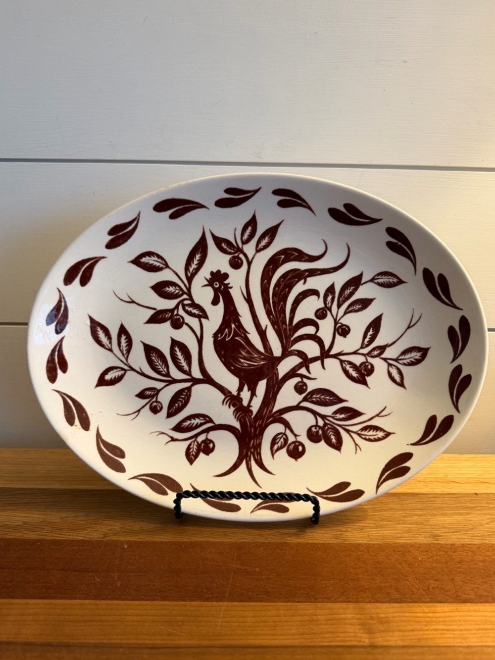 Vintage Homer Laughlin Chanticleer Brown Rooster Oval Platter 11.5”